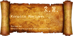 Korpics Mariann névjegykártya